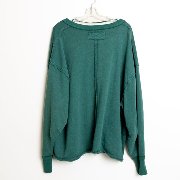We The Free Venice V-Neck Sweatshirt Pine Green Oversized Slouchy - Picture 4 of 13